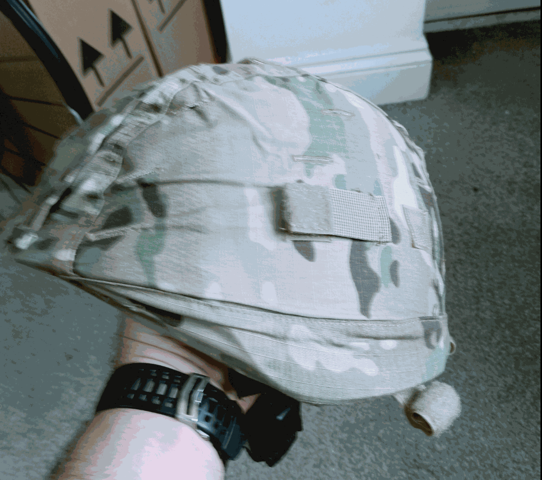 PASGT Marine Bulletproof Helmet NIJ IIIA with camouflage cover, adjustable harness, and quick release buckle.