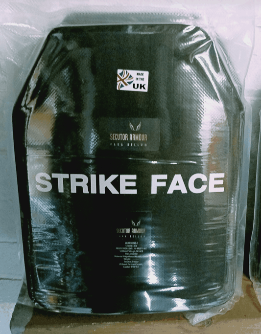 Composite Armour strike plates for ballistic protection, NIJ IV certified, lightweight PE composite, made in UK.