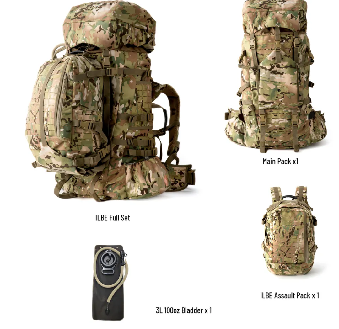 ILBE Bergen 120L MilSpec 810, Detachable 30L Assault pack & 3L Hydration pack