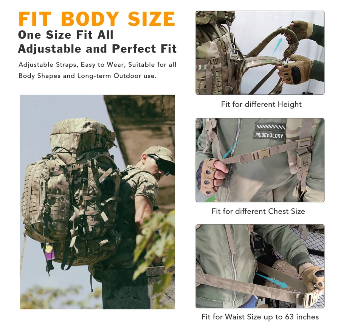 ILBE Bergen 120L MilSpec 810, Detachable 30L Assault pack & 3L Hydration pack