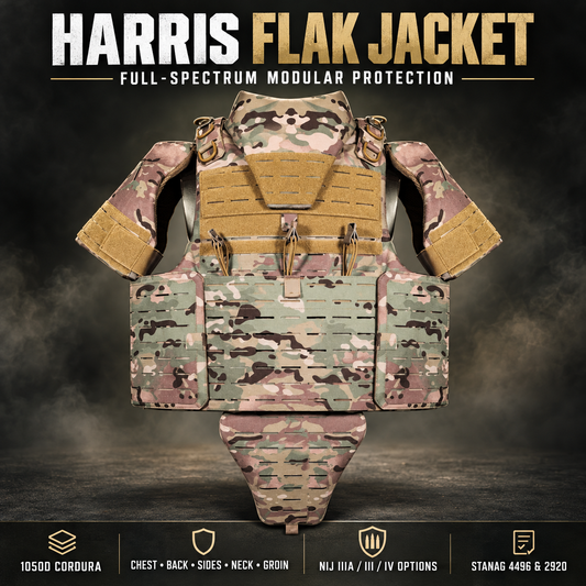 Harris 1050D Cordura Modular Flak Jacket – Full-Body Ballistic Armour System NIJ - STANAG