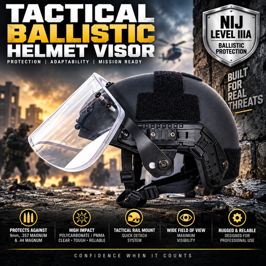 Face Shield NIJ 3A Tactical Bulletproof Helmet Visor PMMA & PC Composite.