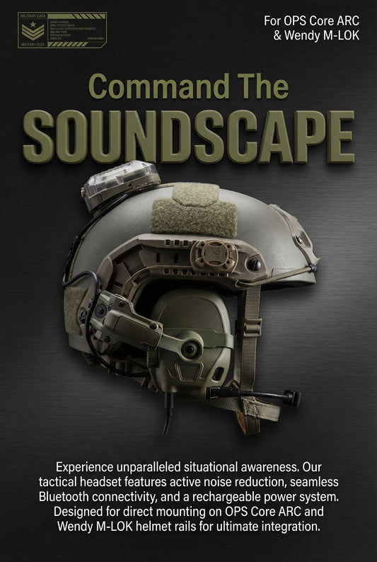 Noise Reduction Tactical Bluetooth Headset for OPS Core ARC and Wendy M-LOK Helmet Hunting Shooting Rechargeable Tuning - SECUTOR ARMOUR LTD