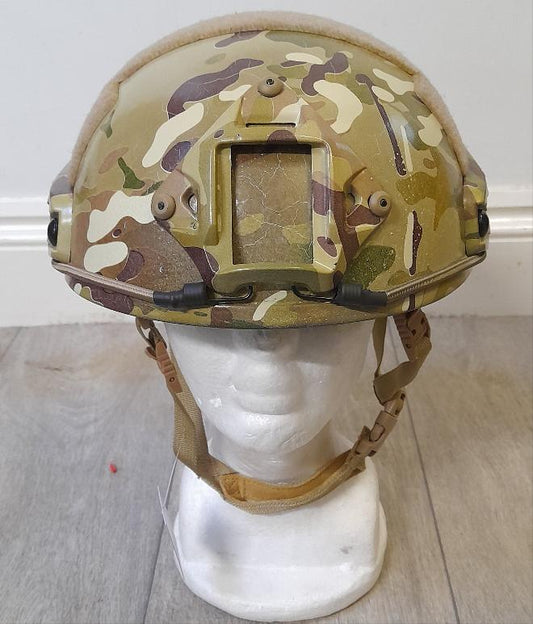 Bulletproof helmet with NIJ IIIA protection in multicam, featuring a high-cut design and integrated accessories.