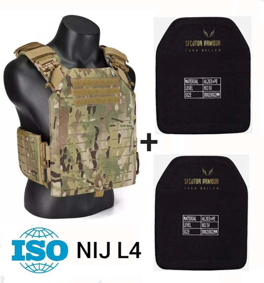 ISO Certified Ballistics Proof Bullet Proof Body Armour NIJ Level 4 with Ceramic Plates and Tactical Vest.