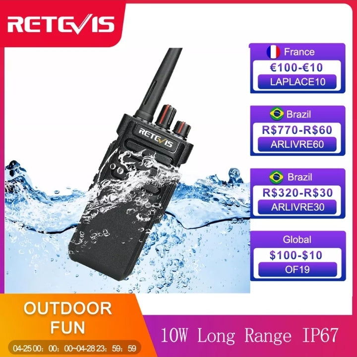 IP67 Waterproof Walkie Talkie RETEVIS RT29 10W Radio Receiver Long