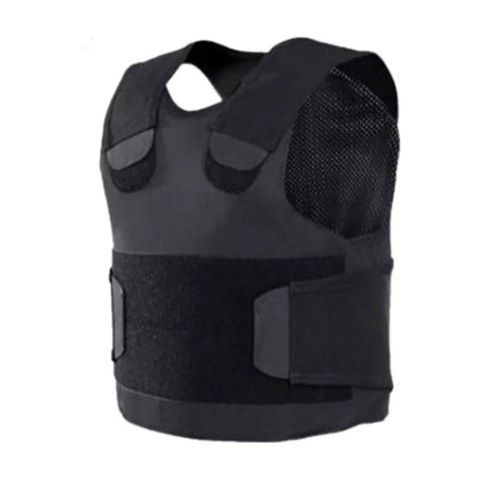 Covert NIJ level IIIA soft under clothes armor vest with adjustable Velcro closures.