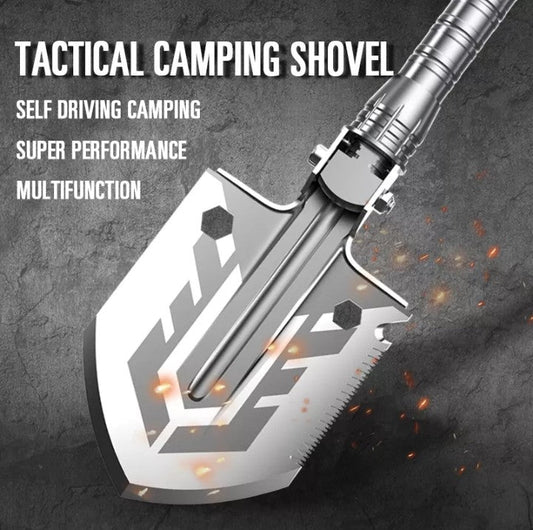 Tactical Military Modular Survival Shovel AISI 1080 Carbon Steel for camping and outdoor use.