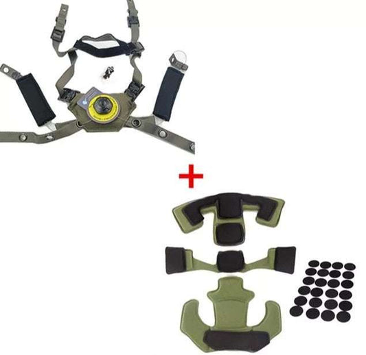 CLICK DIAL COMFORT-FIT Epic LINER Suspension System Helmet Lanyard with pads and accessories, suitable for tactical helmets, BK/DE/RG.