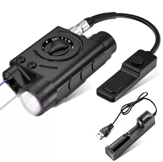 Invisible IR Laser PEQ Combo with Picatinny Mount, tactical aiming system, 20mm rail compatibility.