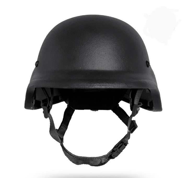 PASGT Marine Bulletproof Helmet, NIJ IIIA rated, adjustable, black, front view.