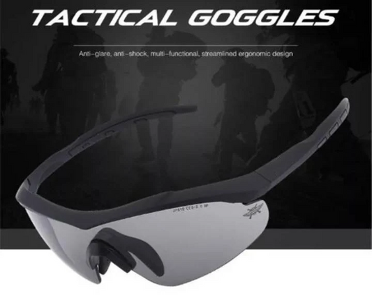 Military goggles with ballistic eye protection, featuring lightweight design, UV protection, and interchangeable lenses for various conditions.