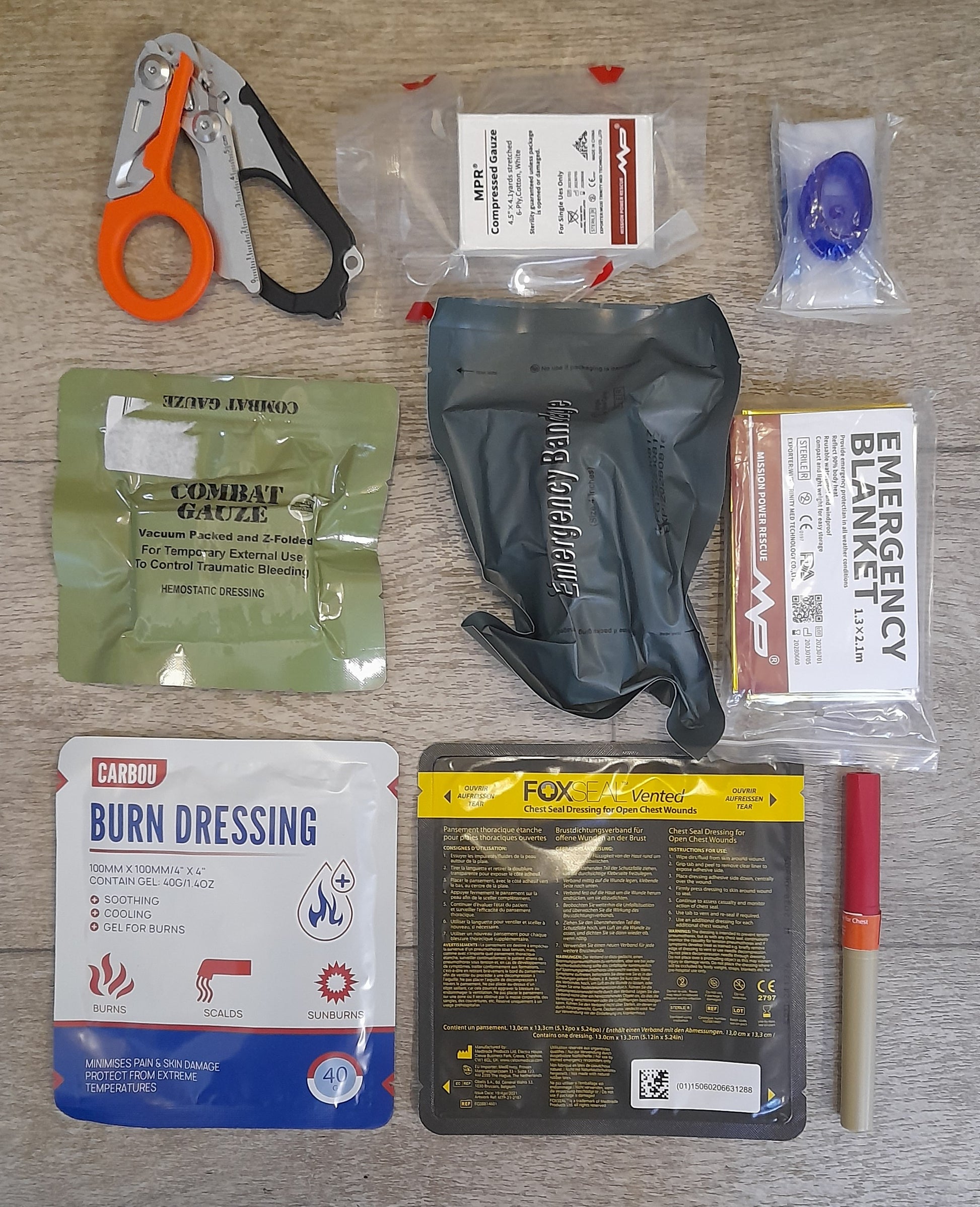 IFAK Fill Kit, Sterile, Sealed Exp.2028 Fox Seal, Israili Bandage, Combat Gause, Burn Dressing Etc.. - SECUTOR ARMOUR LTD 