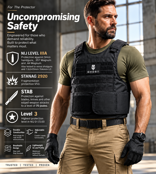 Ghost Overt Tactical 600D Molle system Bullet/Stab proof vest NIJ IIIA STANAG 2920