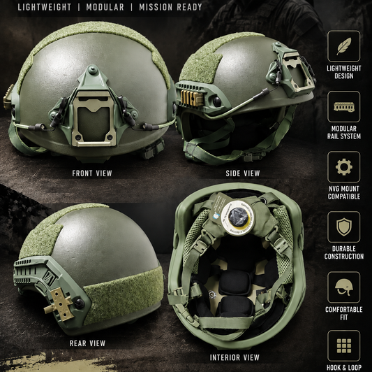 ECH-FAST Enhanced Combat Helmet NIJ IIIA UHMW-PE bulletproof, Epic Liner, PBL tested