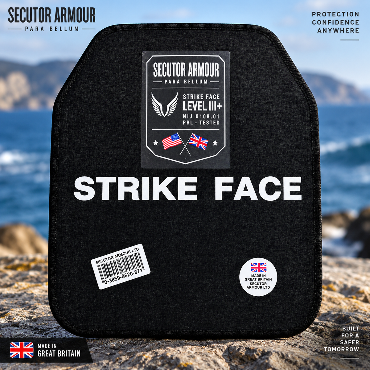 Ultra lightweight 1.6kg NIJ-SA Level III+ Ballistic Strike Plate PE/Boron Oxide