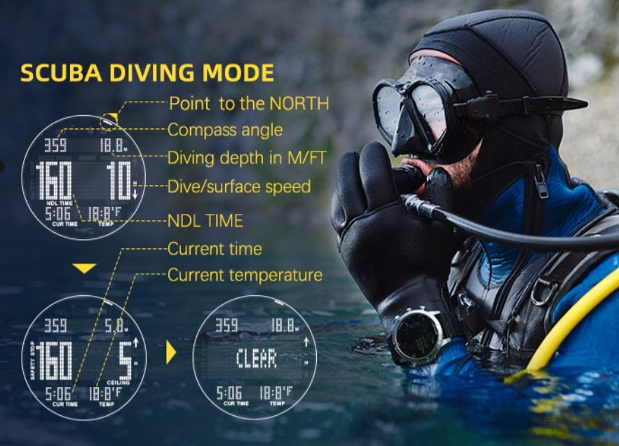 North Edge Aqua Professional Divers Smartwatch, Compass, Altimeter, Barometer