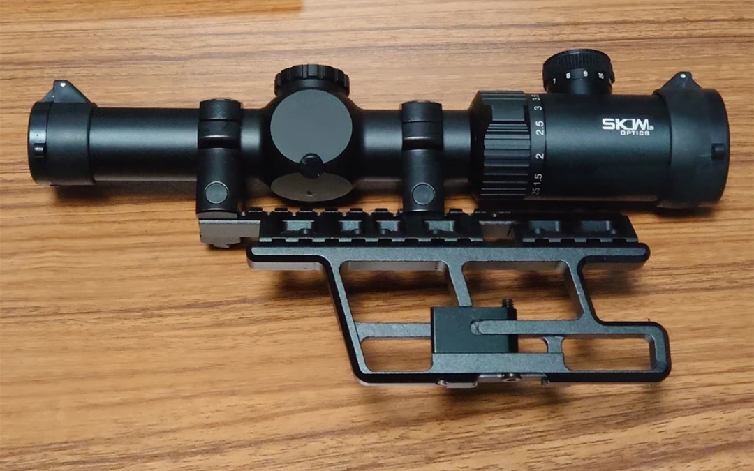 AK AKM Kalashnikov Tactical compact rifle scope BDC reticle 1.25-5x26A with side mount. - SECUTOR ARMOUR LTD 