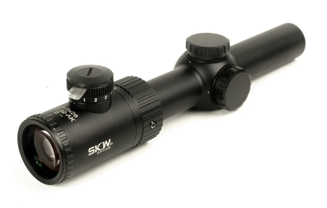 AK AKM Kalashnikov Tactical compact rifle scope BDC reticle 1.25-5x26A with side mount. - SECUTOR ARMOUR LTD 