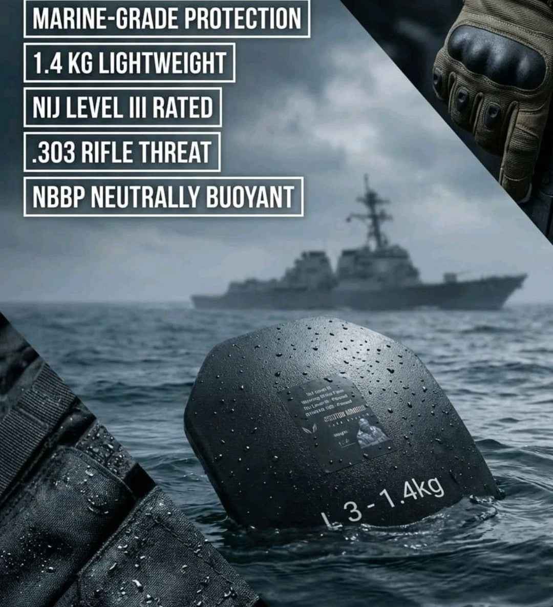 NBBP Marine Buoyant NIJ Level 3 SA Ballistic Protection Plates 1.4kg 12x10in
