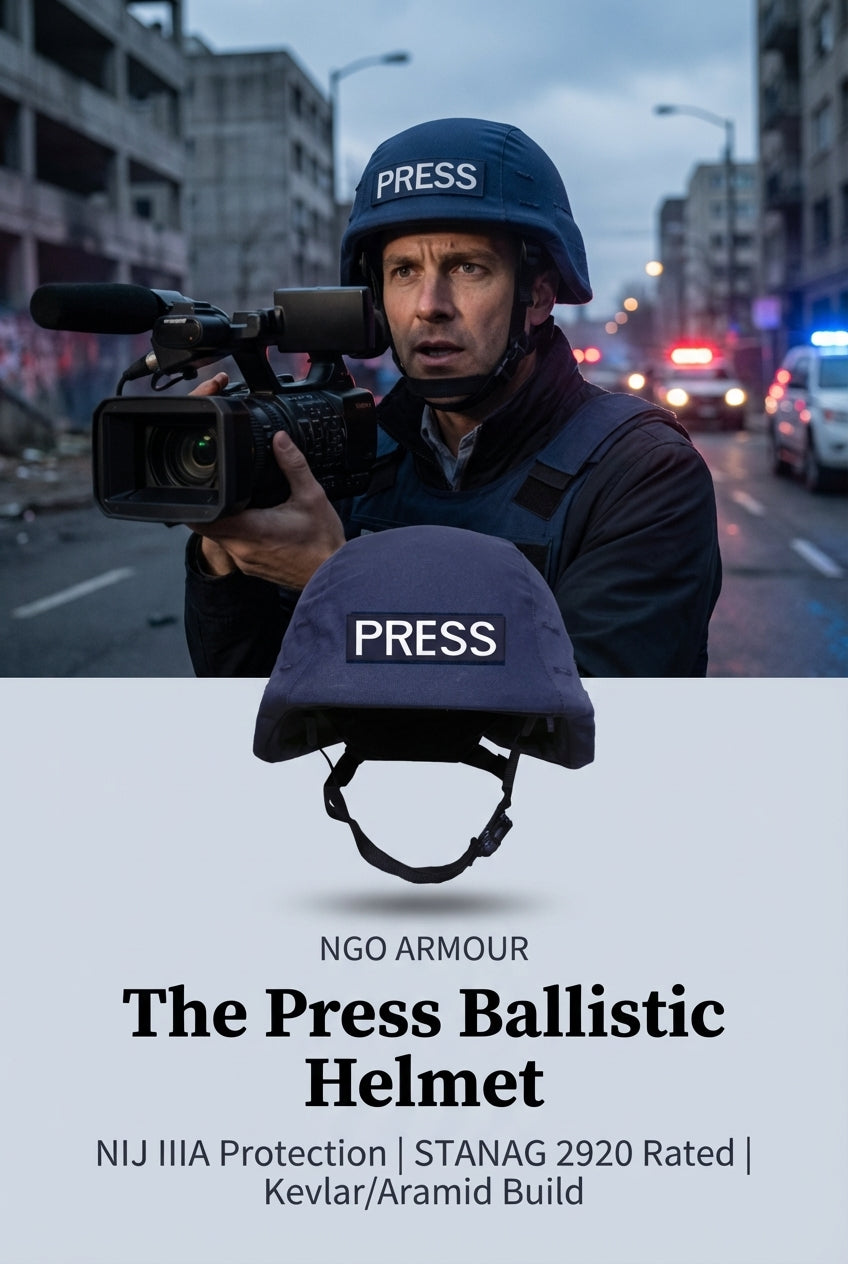 NGO / Press Ballistic Armour Helmet - Kevlar/Aramid NIJ IIIA STANAG 2920 - SECUTOR ARMOUR LTD 
