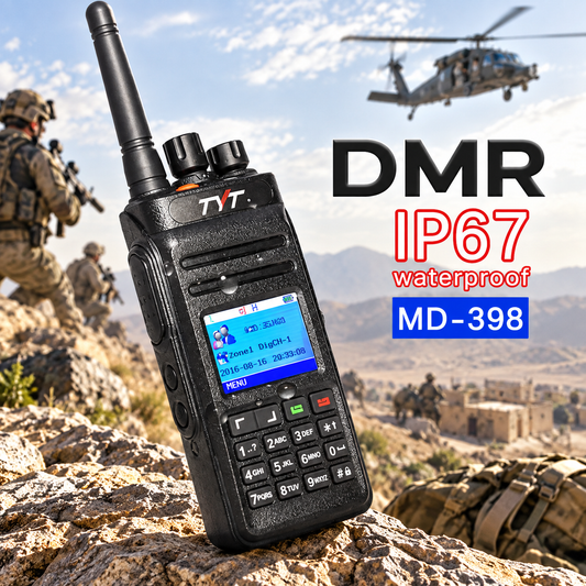 TYT M398 Digital DMR GPS Two way duel band Transceiver UHF/VHF IP67 10W long range