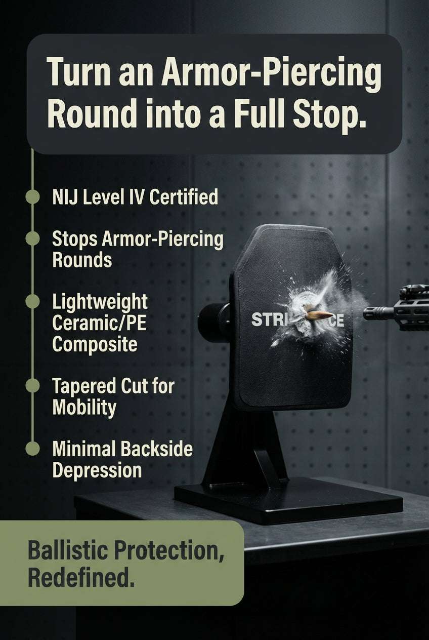 NIJ IV, III & IIIA, VPAM 1-9 Ballistic Strike Plates, Stop's AP Green & Black tip. - SECUTOR ARMOUR LTD 