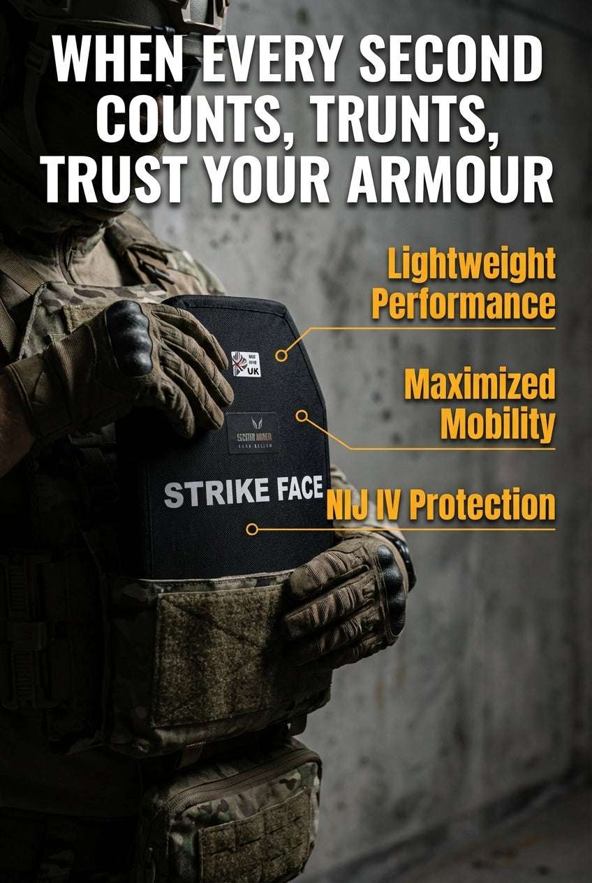 NIJ IV, III & IIIA, VPAM 1-9 Ballistic Strike Plates, Stop's AP Green & Black tip. - SECUTOR ARMOUR LTD 