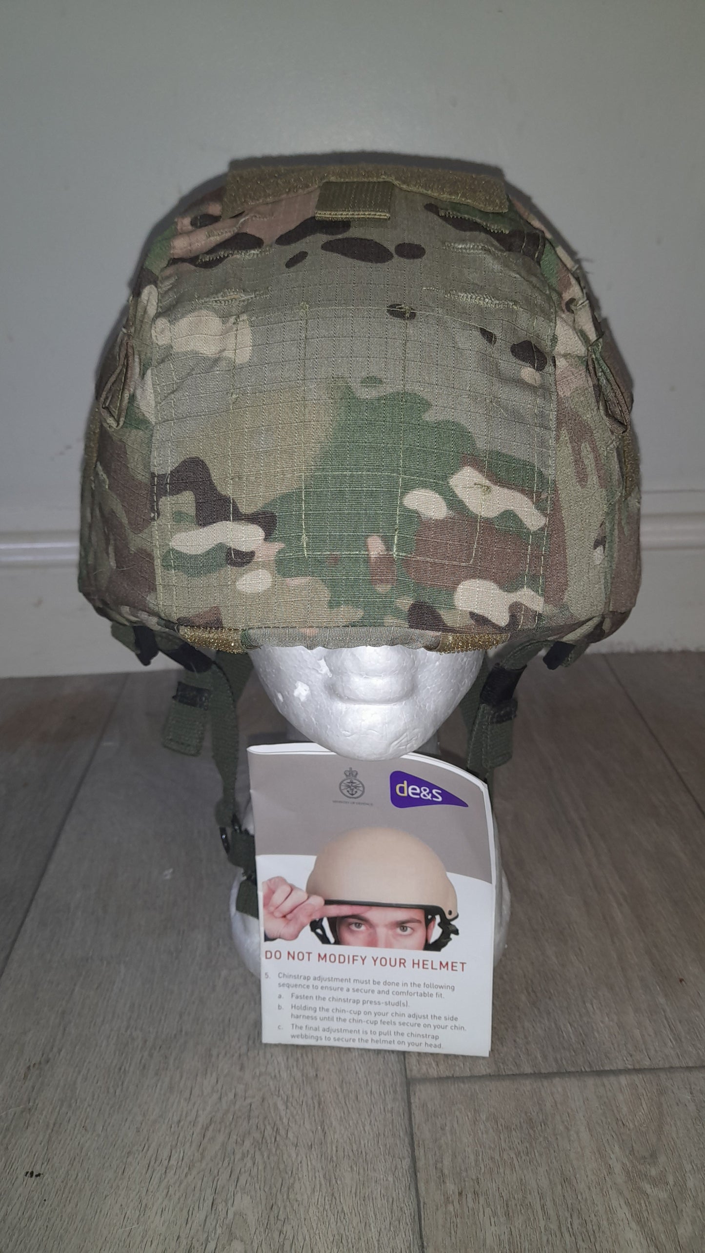 Original MOD British Army Mk7 Ballistic Nylon Helmet NIJ IIIA w Blackhawk cover