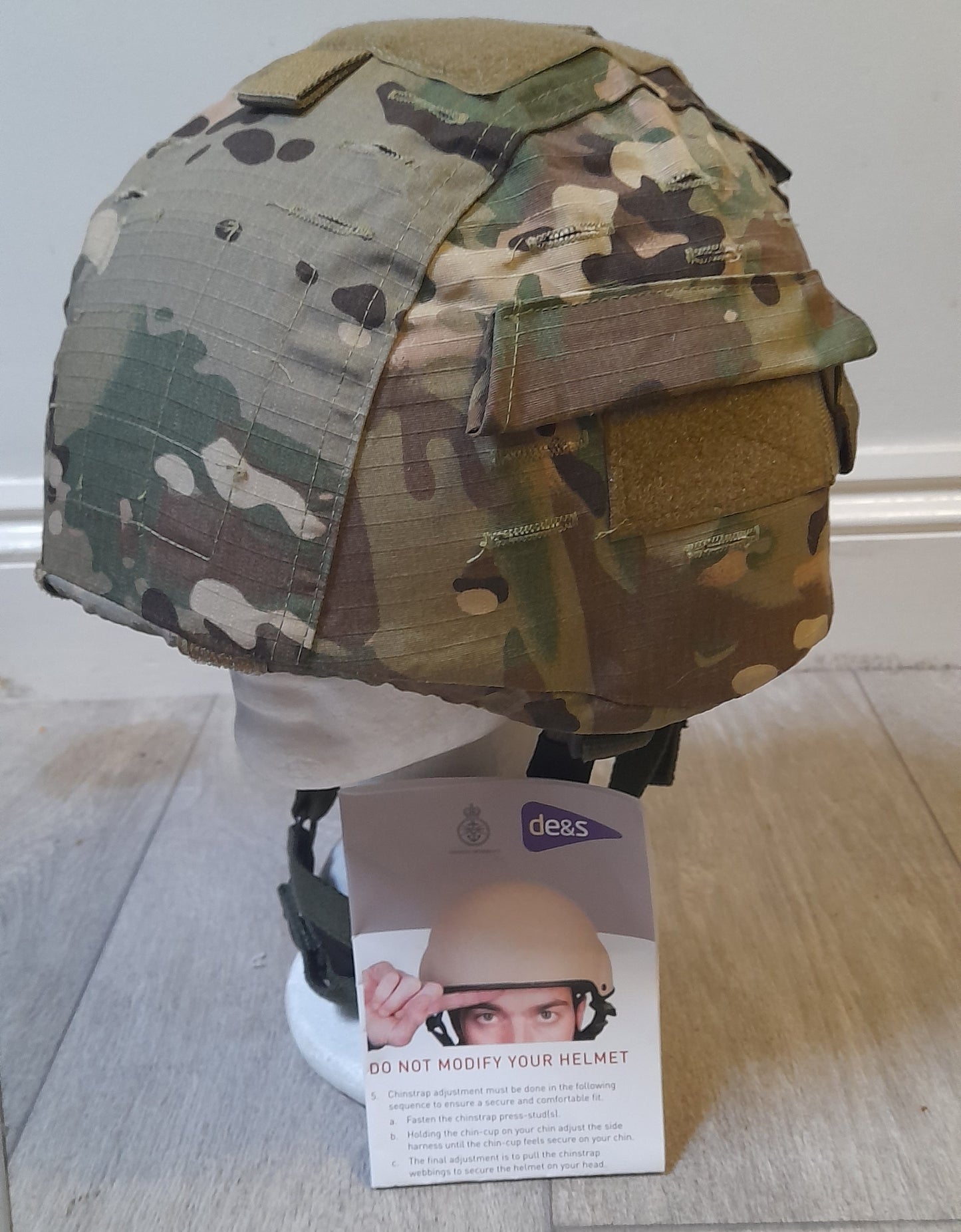 Original MOD British Army Mk7 Ballistic Nylon Helmet NIJ IIIA w Blackhawk cover