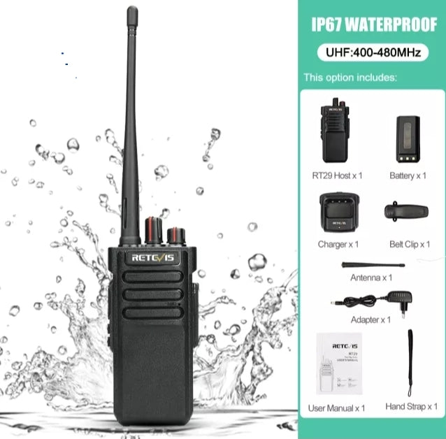 IP67 Waterproof Walkie Talkie RETEVIS RT29 10W Radio Receiver Long Range Two -Way Radio Station for Military, Security, Police 10KM IWMD-Store SECUTOR  ARMOUR