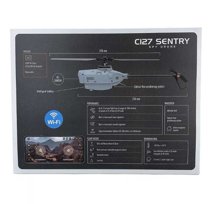 Drone C127 2.4ghz 6 Axes Gyro Sentry Hélicoptère, Simple Pagaie 720p 90 Drone C127 2.4ghz 6 Axes Gyro Sentry Hélicoptère, Simple Pagaie 720p 90