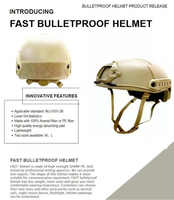 ISO certified Future Assault Shell Technology (FAST) Helmet bulletproof uhmw-pe NIJ level IIIA fast high cut five years warranty 1.4kg 2 liner options - IWMD-Store SECUTOR ARMOUR