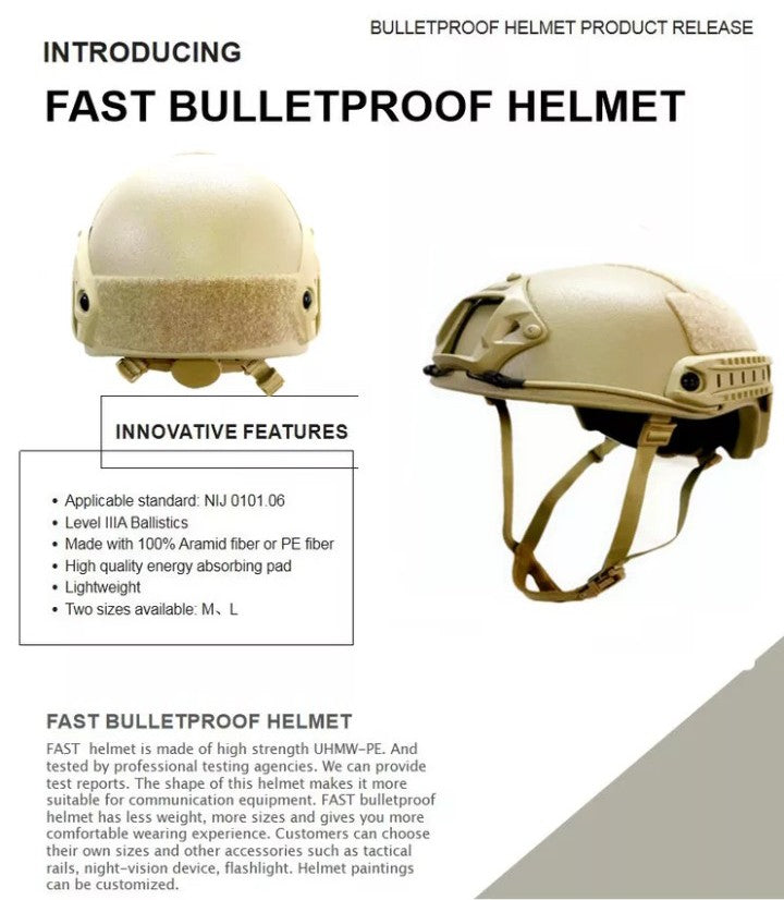 ISO certified Future Assault Shell Technology (FAST) Helmet bulletproof uhmw-pe NIJ level IIIA fast high cut five years warranty 1.4kg 2 liner options - IWMD-Store SECUTOR ARMOUR