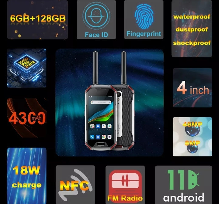 Atom IP68 XL Smartphone & DMR two way transceiver 6GB - 128GB 4300mAh Duel Sim NTC